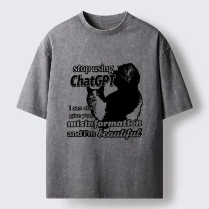 Tokyo-Tiger Stop Using Chatgpt Washed T-Shirt