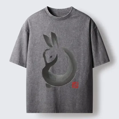 Tokyo-Tiger Ink Rabbit Washed T-Shirt