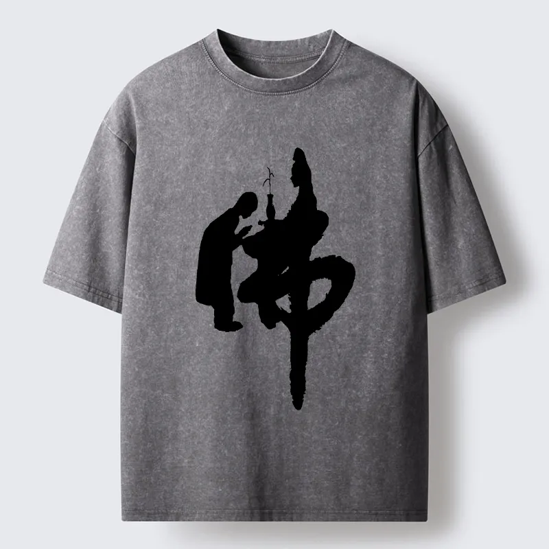 Tokyo-Tiger Buddha Kanji Washed T-Shirt