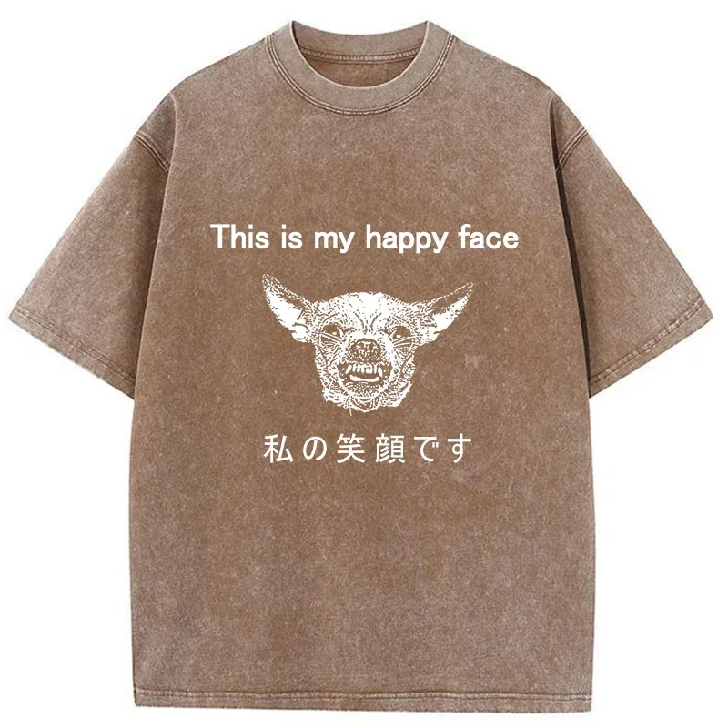 Tokyo-Tiger My Happy Face Washed T-Shirt