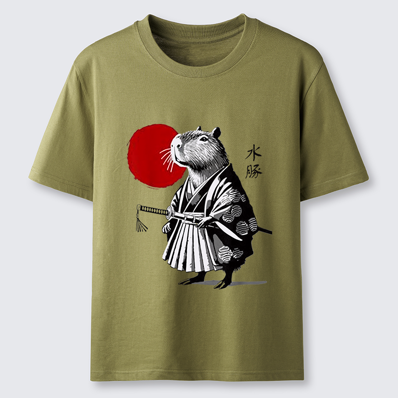 Tokyo-Tiger Capybara Samurai And Sun Classic T-Shirt