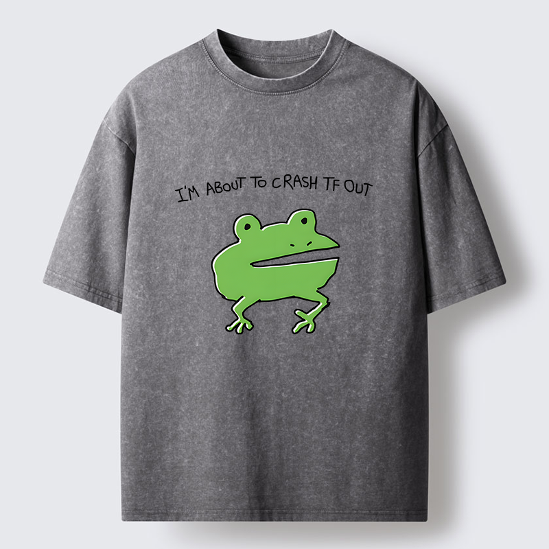 Tokyo-Tiger Very Sleepy Frog Funny Washed T-Shirt