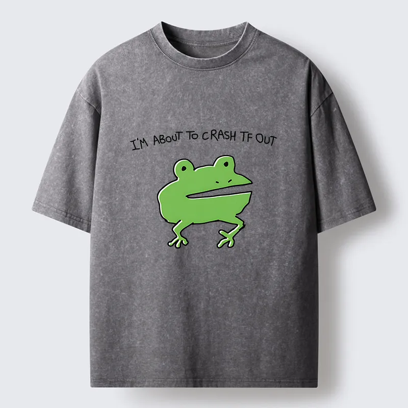 Tokyo-Tiger Very Sleepy Frog Funny Washed T-Shirt
