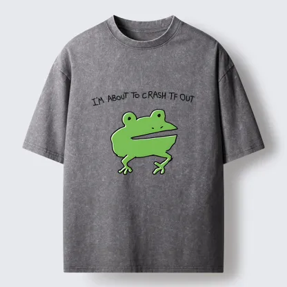 Tokyo-Tiger Very Sleepy Frog Funny Washed T-Shirt