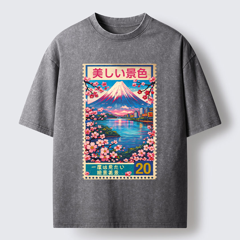 Tokyo-Tiger Springtime Scenery Washed T-Shirt