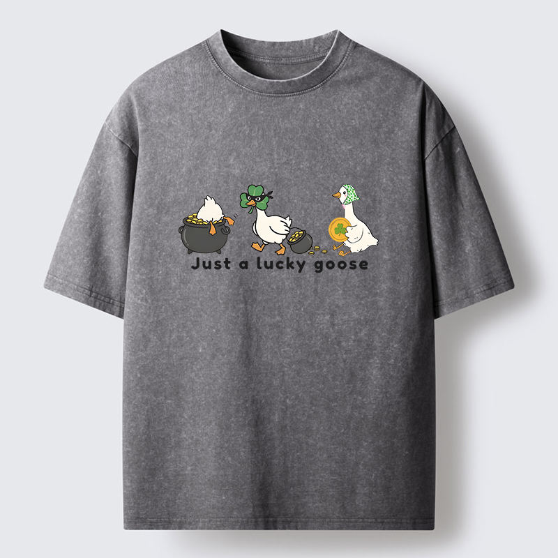Tokyo-Tiger Just A Lucky Goose Meme Washed T-Shirt