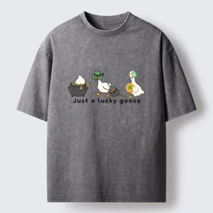 Tokyo-Tiger Just A Lucky Goose Meme Washed T-Shirt