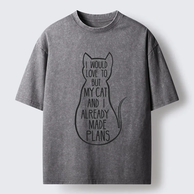Tokyo-Tiger My Cat And I Already Made Plans Washed T-Shirt