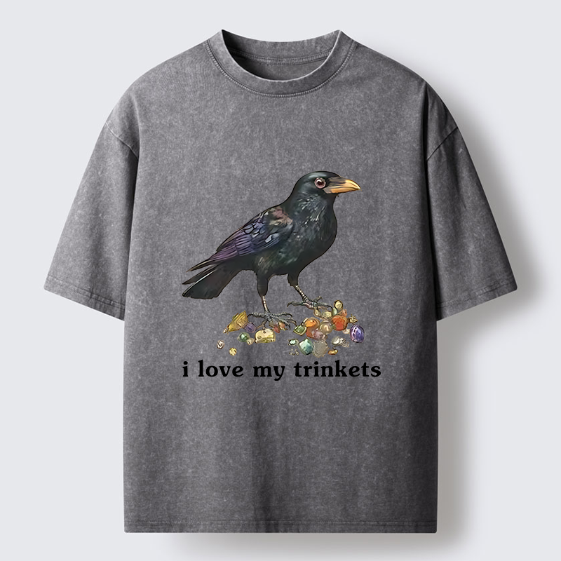 Tokyo-Tiger Crow Likes Its Little Ornaments Washed T-Shirt