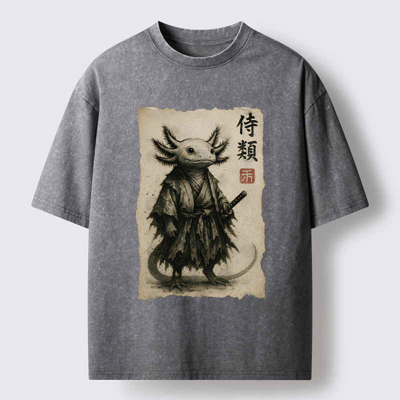 Tokyo-Tiger Salamander Japanese Samurai Washed T-Shirt