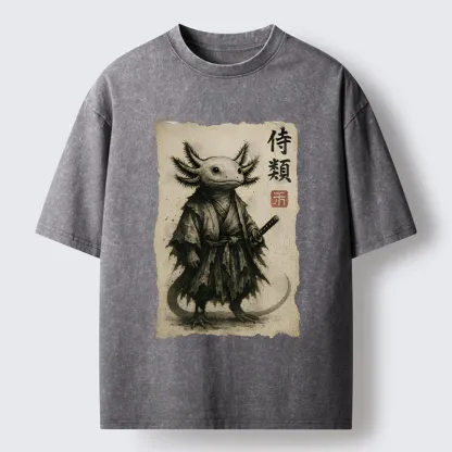 Tokyo-Tiger Salamander Japanese Samurai Washed T-Shirt