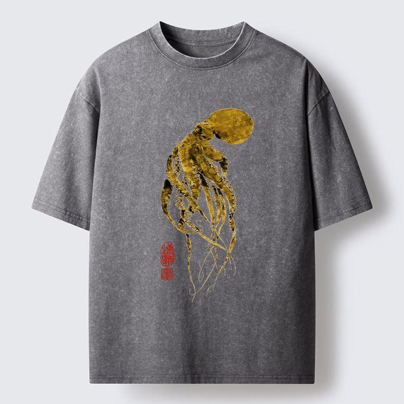 Tokyo-Tiger Golden Octopus Washed T-Shirt