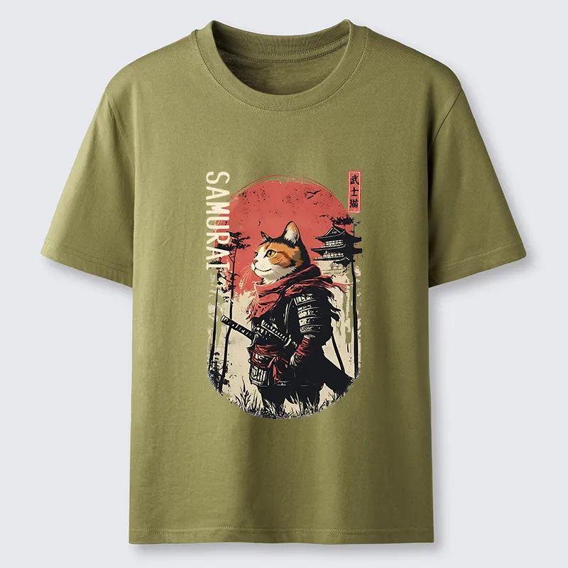Tokyo-Tiger Lonely Cat Japanese Samurai Classic T-Shirt