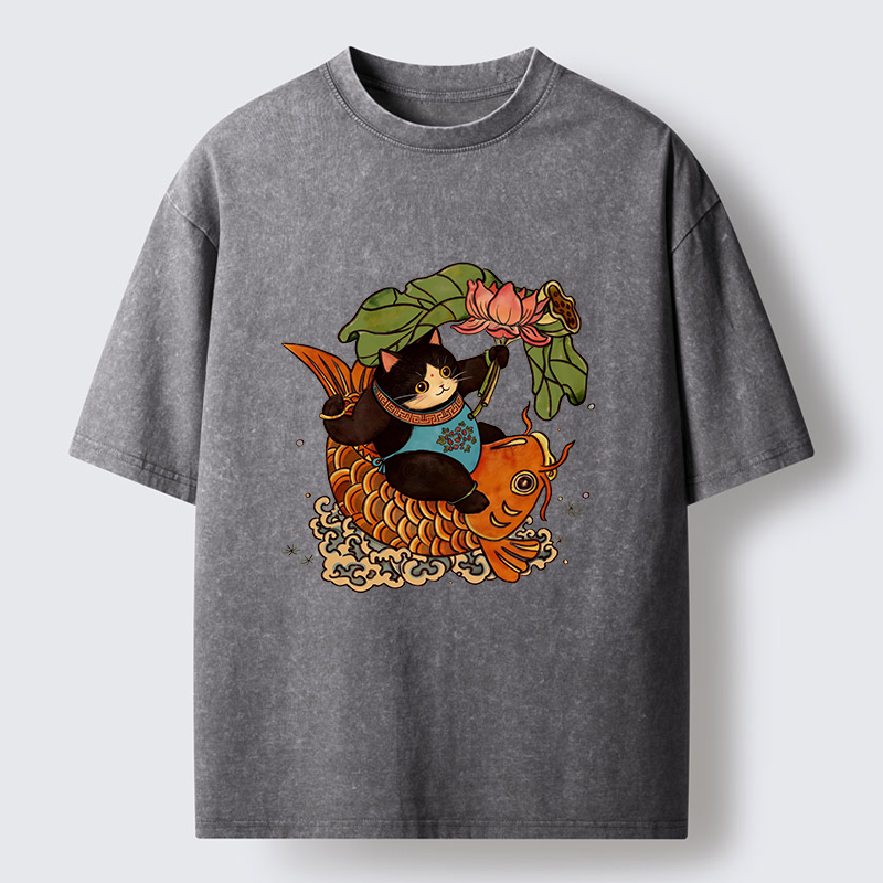 Tokyo-Tiger Chinese New Year Cat Washed T-Shirt