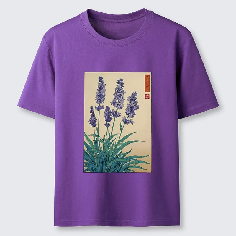 Tokyo-Tiger Japanese Art Lavender Flower Classic T-Shirt