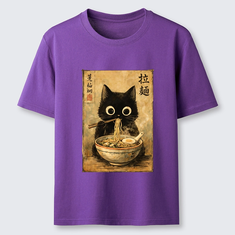Tokyo-Tiger Cute Black Cat Eating Japanese Ramen Classic T-Shirt