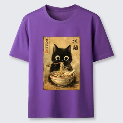Tokyo-Tiger Cute Black Cat Eating Japanese Ramen Classic T-Shirt