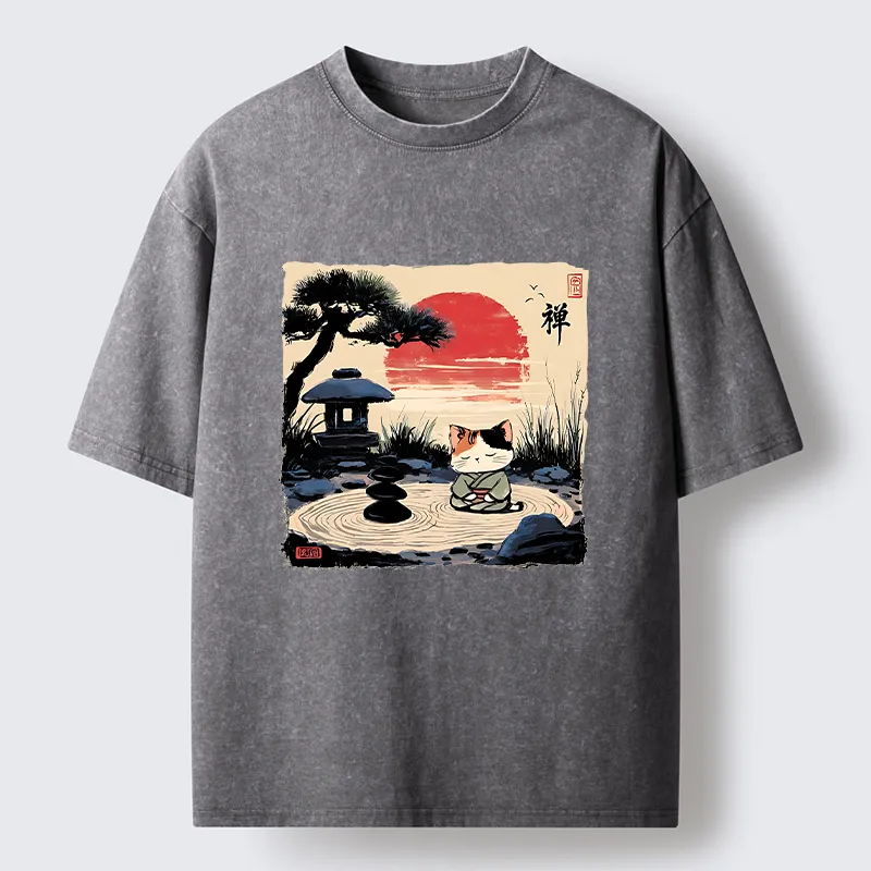 Tokyo-Tiger Zen-like Scenery Washed T-Shirt