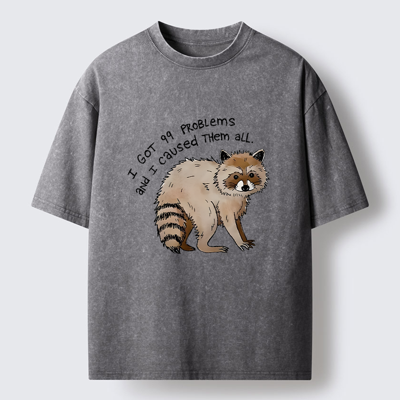 Tokyo-Tiger Raccoon Funny Meme Washed T-Shirt