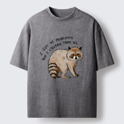 Tokyo-Tiger Raccoon Funny Meme Washed T-Shirt