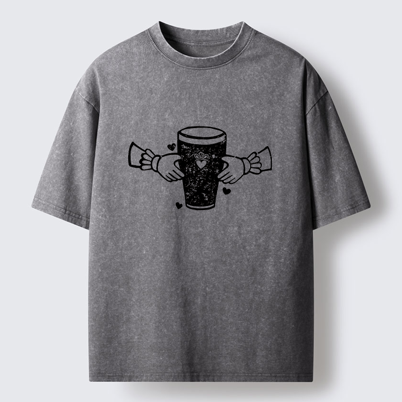 Tokyo-Tiger Drinking Together Washed T-Shirt