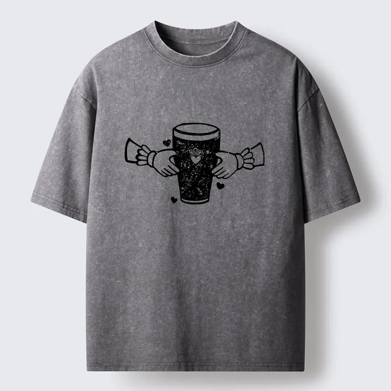 Tokyo-Tiger Drinking Together Washed T-Shirt