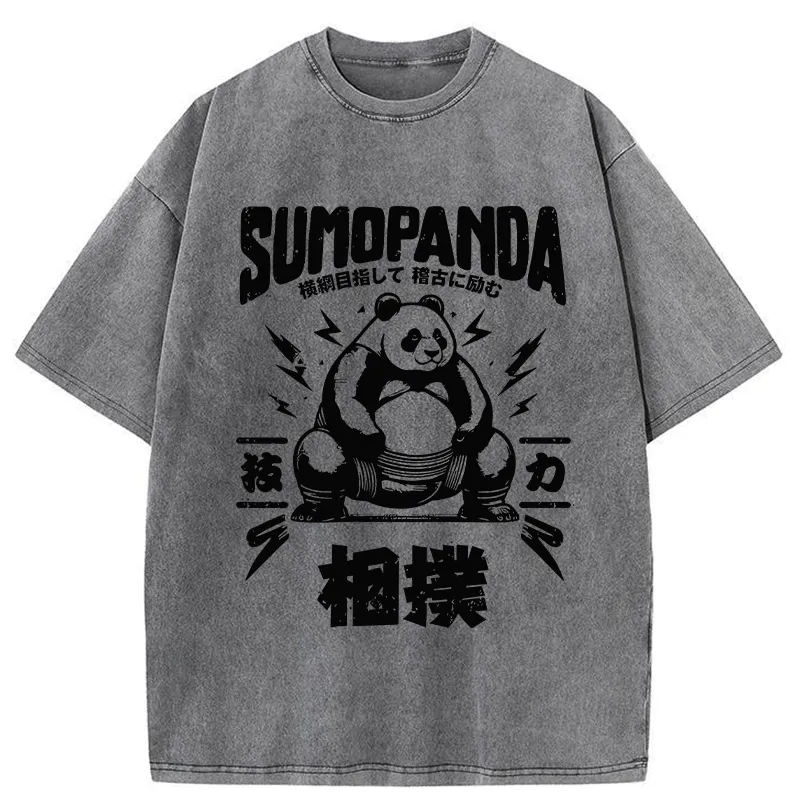 Tokyo-Tiger Japanese Sumo Panda Washed T-Shirt