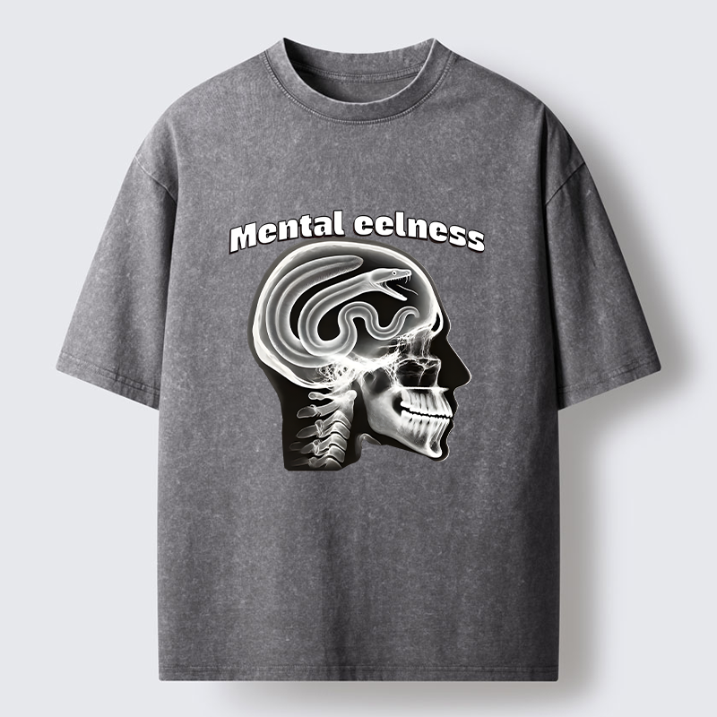 Tokyo-Tiger Mental Eelness Funny Washed T-Shirt