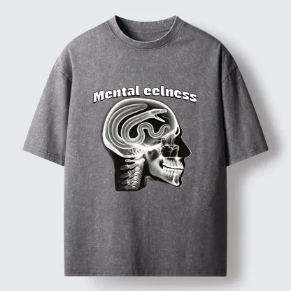 Tokyo-Tiger Mental Eelness Funny Washed T-Shirt