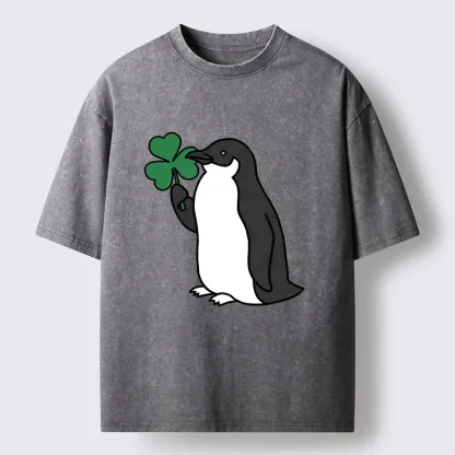 Tokyo-Tiger Penguins And Clover Washed T-Shirt