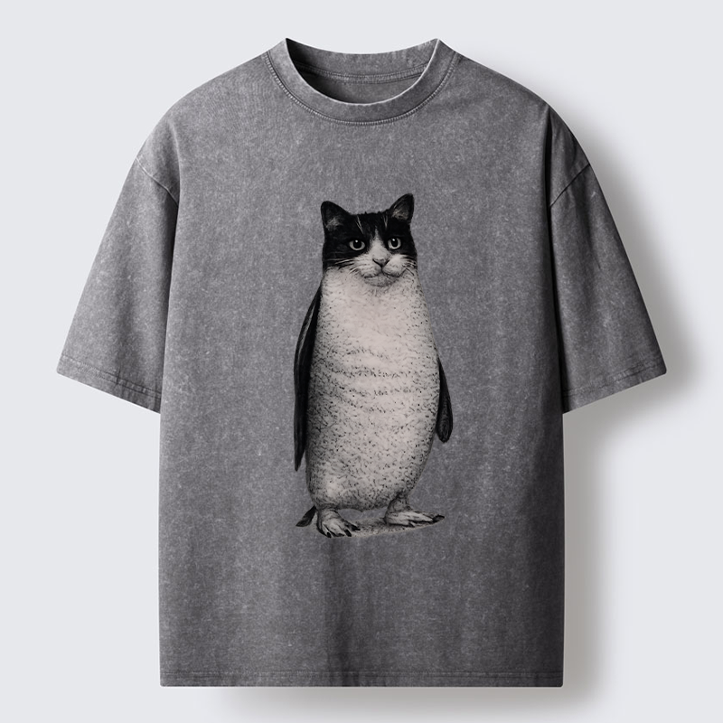Tokyo-Tiger Penguin Cat Washed T-Shirt