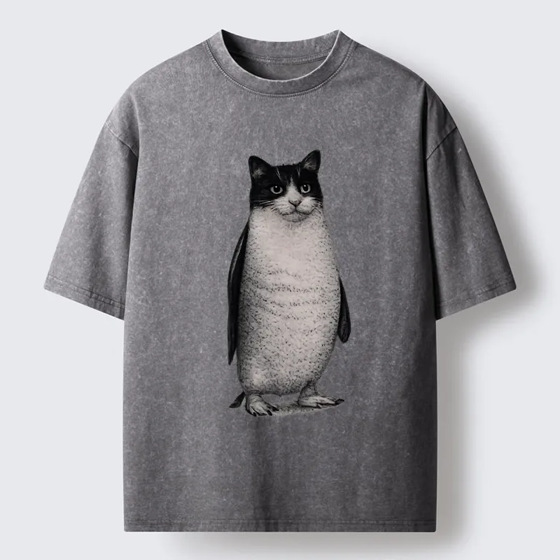 Tokyo-Tiger Penguin Cat Washed T-Shirt