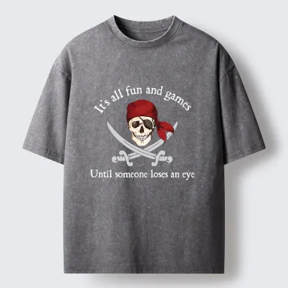 Tokyo-Tiger Humorous Pirates Washed T-Shirt