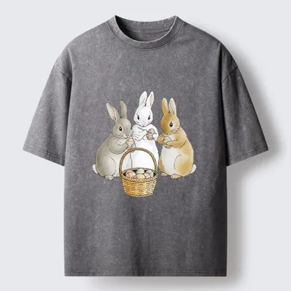 Tokyo-Tiger Rabbit Decorating Eggs Washed T-Shirt