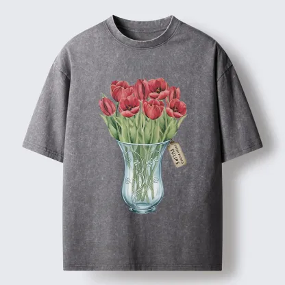 Tokyo-Tiger A Bunch Of Tulips Washed T-Shirt