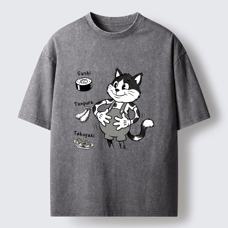 Tokyo-Tiger Cute Cat That's Full Washed T-Shirt