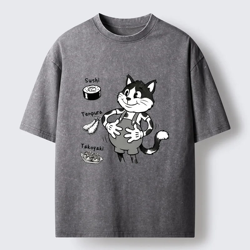 Tokyo-Tiger Cute Cat That's Full Washed T-Shirt