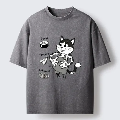 Tokyo-Tiger Cute Cat That's Full Washed T-Shirt