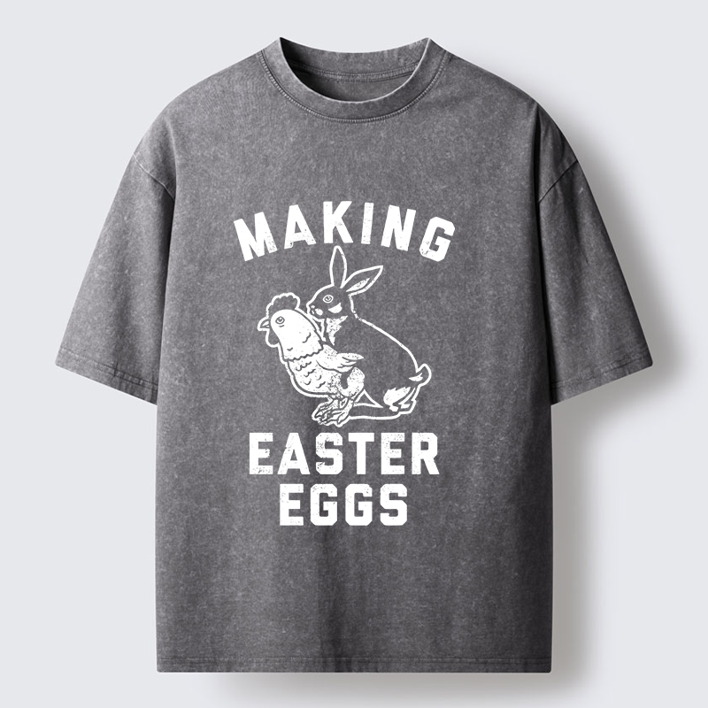 Tokyo-Tiger Making Eggs Easter Washed T-Shirt