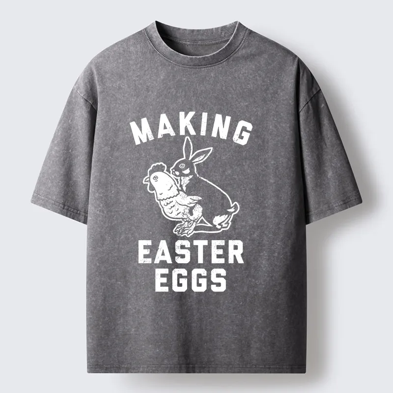 Tokyo-Tiger Making Eggs Easter Washed T-Shirt