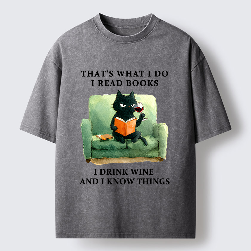 Tokyo-Tiger Cat That Reads And Drinks Washed T-Shirt