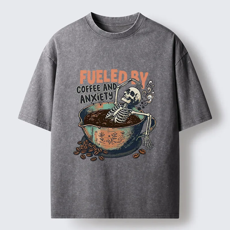 Tokyo-Tiger Skeleton Taking A Bath In Coffee Washed T-Shirt