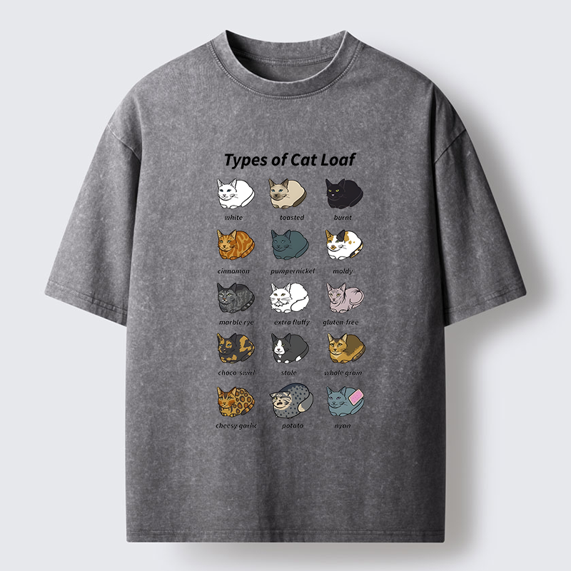 Tokyo-Tiger Various Cat-shaped Breads Washed T-Shirt