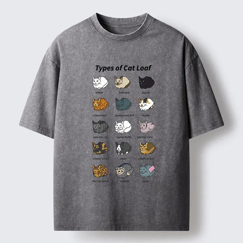 Tokyo-Tiger Various Cat-shaped Breads Washed T-Shirt
