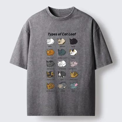 Tokyo-Tiger Various Cat-shaped Breads Washed T-Shirt