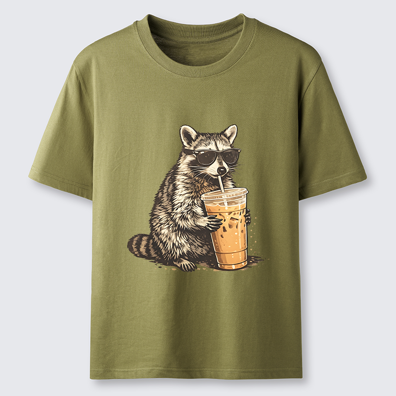 Tokyo-Tiger Raccoon Drinking Coffee Funny Classic T-Shirt