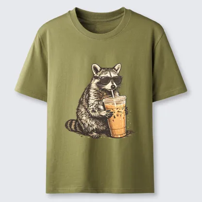 Tokyo-Tiger Raccoon Drinking Coffee Funny Classic T-Shirt