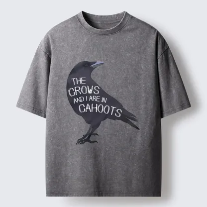 Tokyo-Tiger With Crows Funny Washed T-Shirt