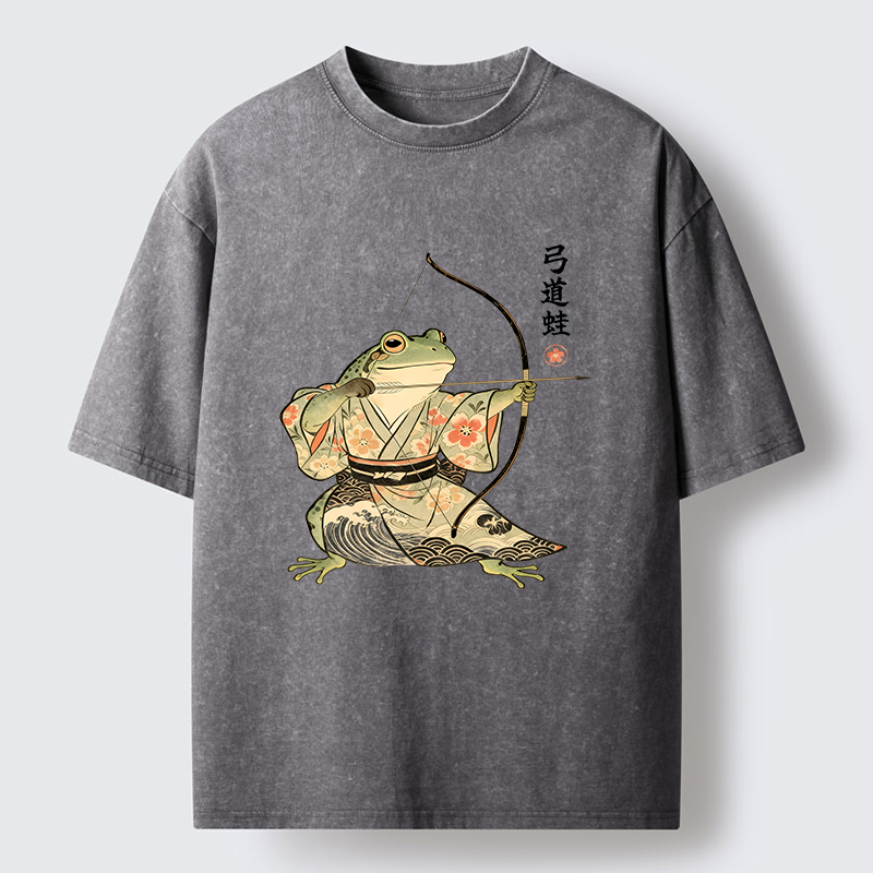 Tokyo-Tiger Frog Shooting Arrows Washed T-Shirt