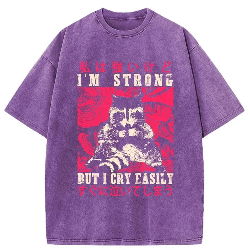 Tokyo-Tiger I Am Strong Raccoon Washed T-Shirt
